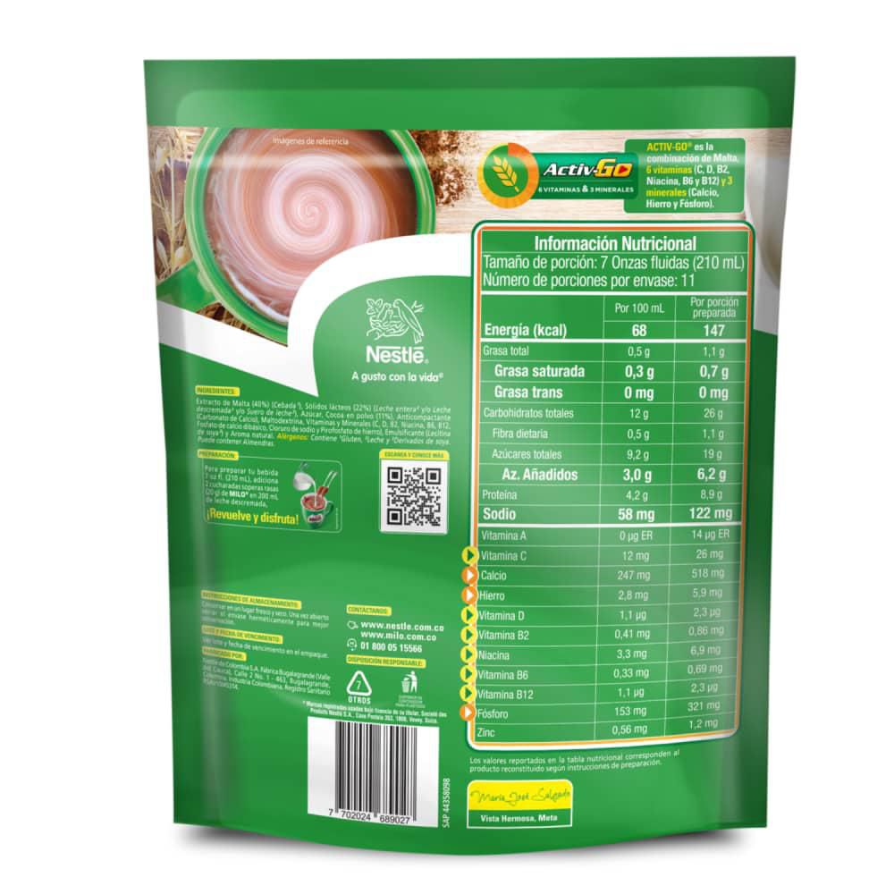 Bebida achocolatada MILO activ go energía nutritiva (220  gr) img #3