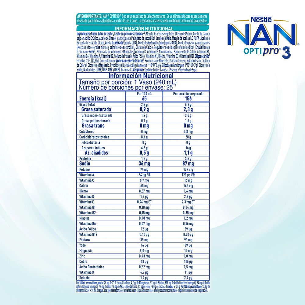 Fórmula infantil NAN optipro 3 lata (800  gr) img #9