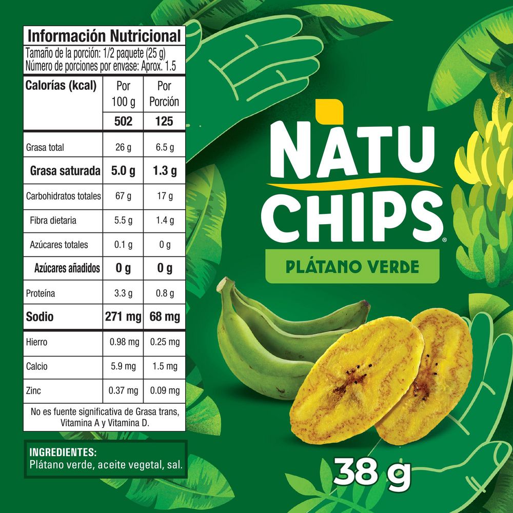 Platanitos NATUCHIPS hojuelas verdes (38  gr) img #3