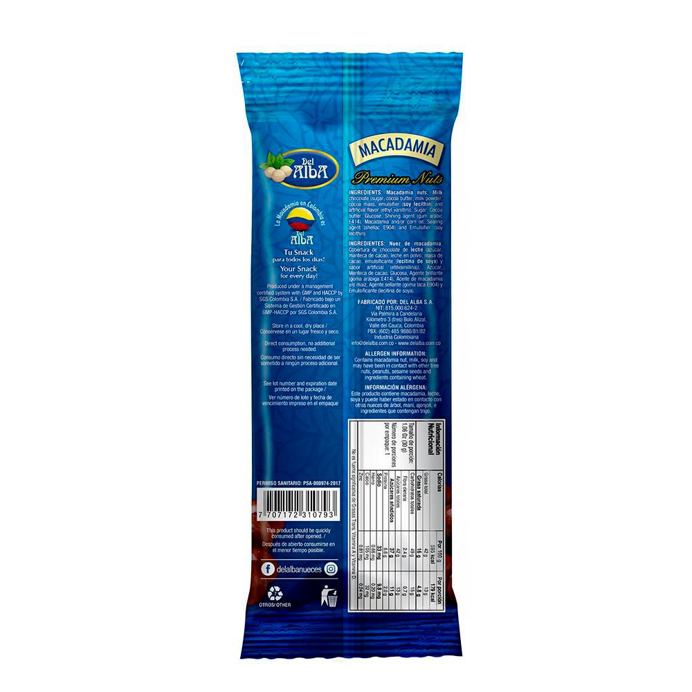 Macadamia DEL ALBA cubierta chocolate (30  gr) img #2