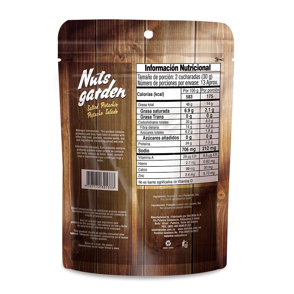 Pistachos NUTS GARDEN salados (400  gr) img #2