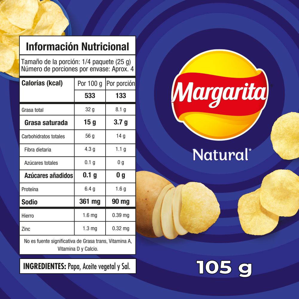 Papas MARGARITA naturales (105  gr) img #3