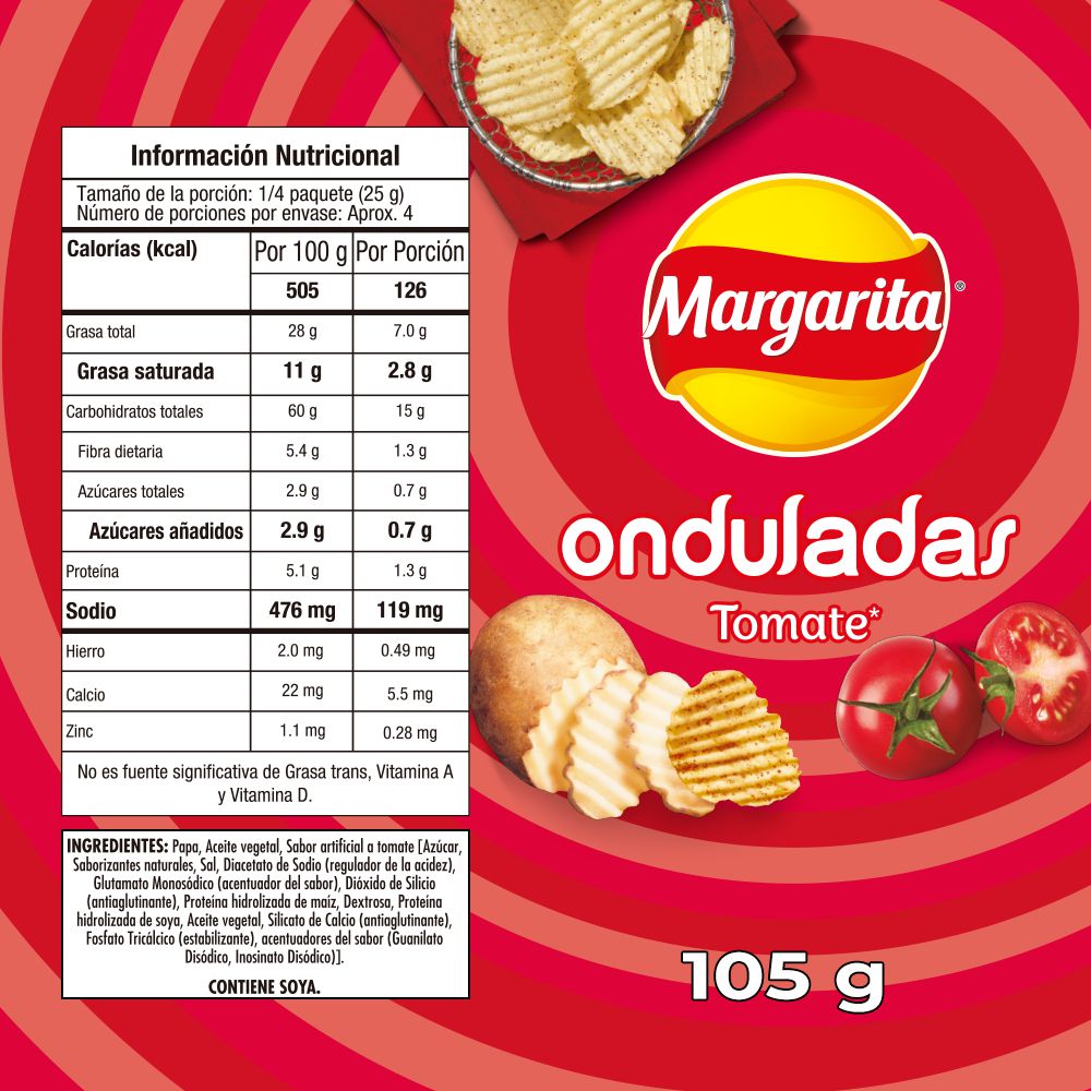 Papas MARGARITA onduladas tomate (105  gr) img #3