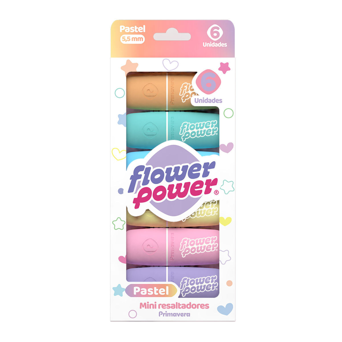 Mini Resaltadores Pastel Flower Power x 6 img #2