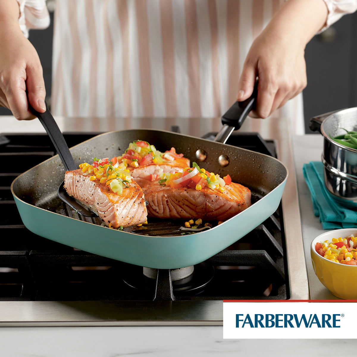 Plancha 27cm, antiad. DiamondMax® Cookstar Azul Aqua. Farberware img #3