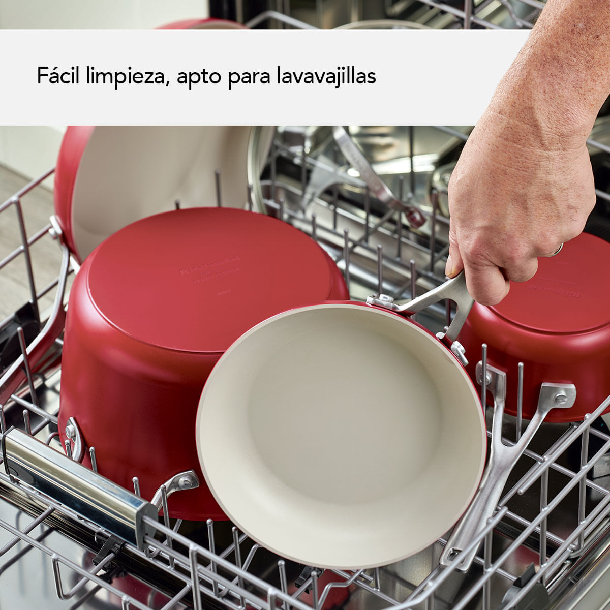 Juego de Ollas 8Pzs. Aluminio forjado. Antiadherente cerámico.Color Rojo. KitchenAid img #7