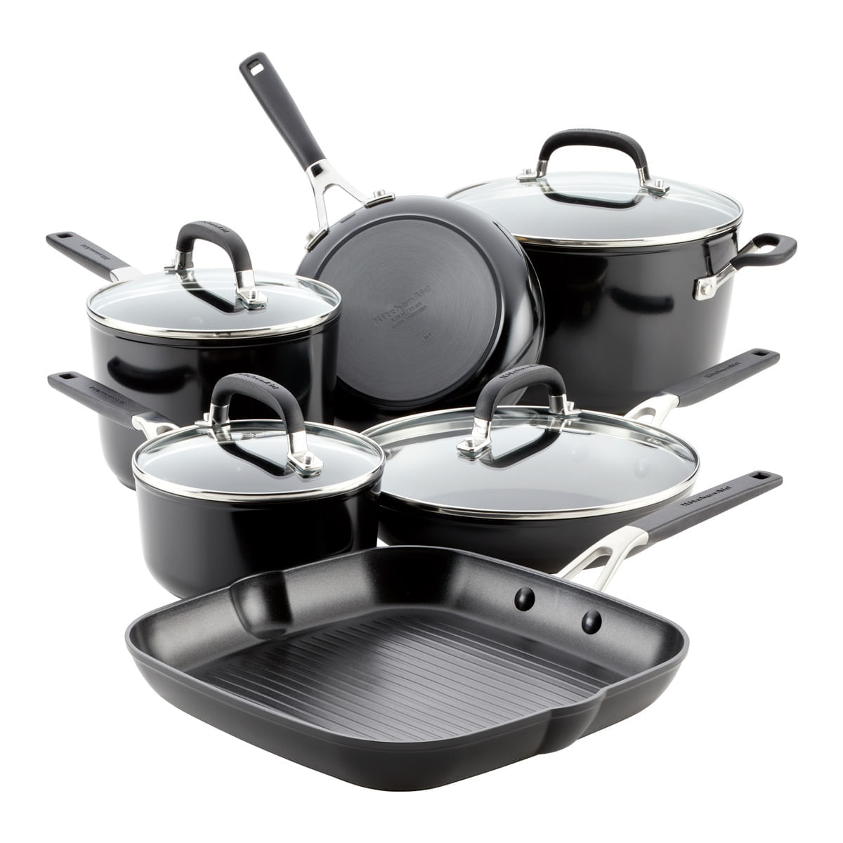 Juego de Ollas 10Pzs, anodizado duro antiadherente, Negro Onyx KitchenAid. img #1