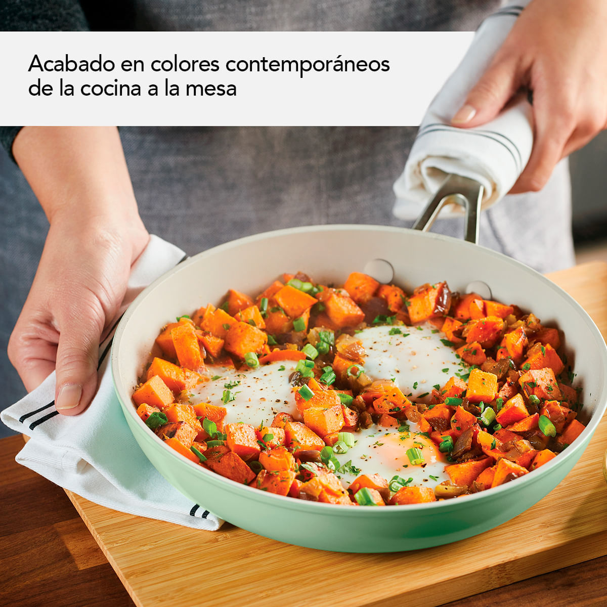 Sartén anodizado duro, antiadherente cerámico, mango en acero inox, KitchenAid. img #7
