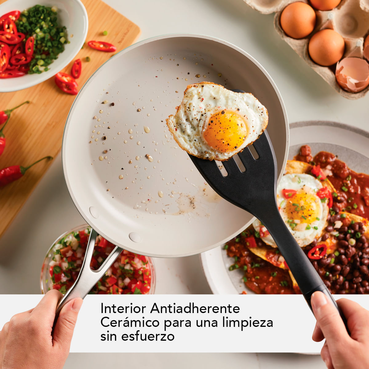 Sartén anodizado duro, antiadherente cerámico, mango en acero inox, KitchenAid. img #8