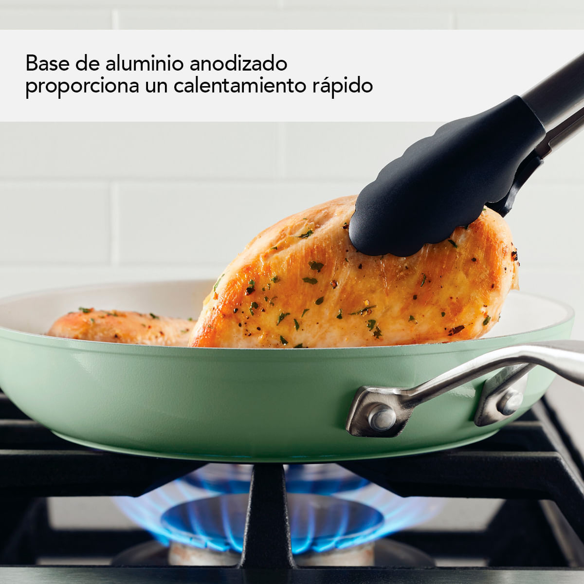 Sartén anodizado duro, antiadherente cerámico, mango en acero inox, KitchenAid. img #6