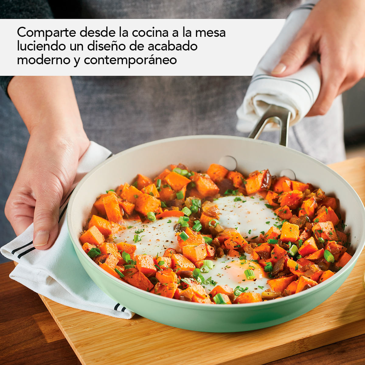 Sartén anodizado duro, antiadherente cerámico, mango en acero inox, KitchenAid. img #7