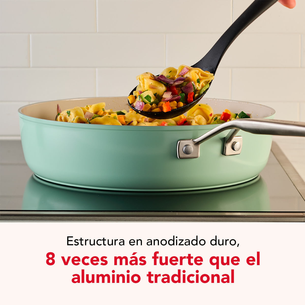 Juego de Ollas 10 pzs, Anodizado Duro, Antiadh cerámico. Inducción. color Pistachio, KitchenAid img #12