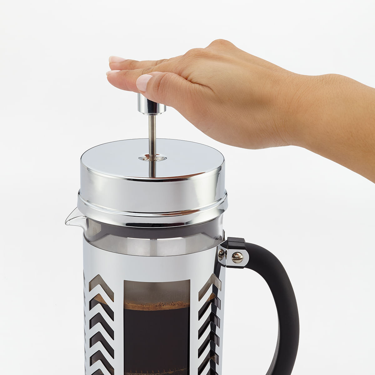 Prensa francesa 33,8 onzas/ 8 tazas/ 1L, acero inoxidable y vaso de vidrio borosilicato. BonJour, Chevron. img #6