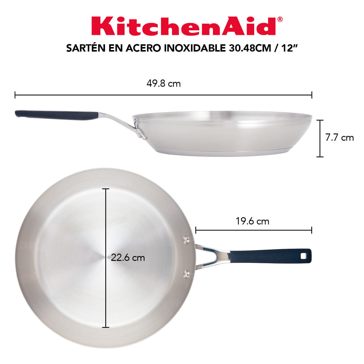 Sartén 30cm, acero inoxidable, placa de inducción. KitchenAid img #5