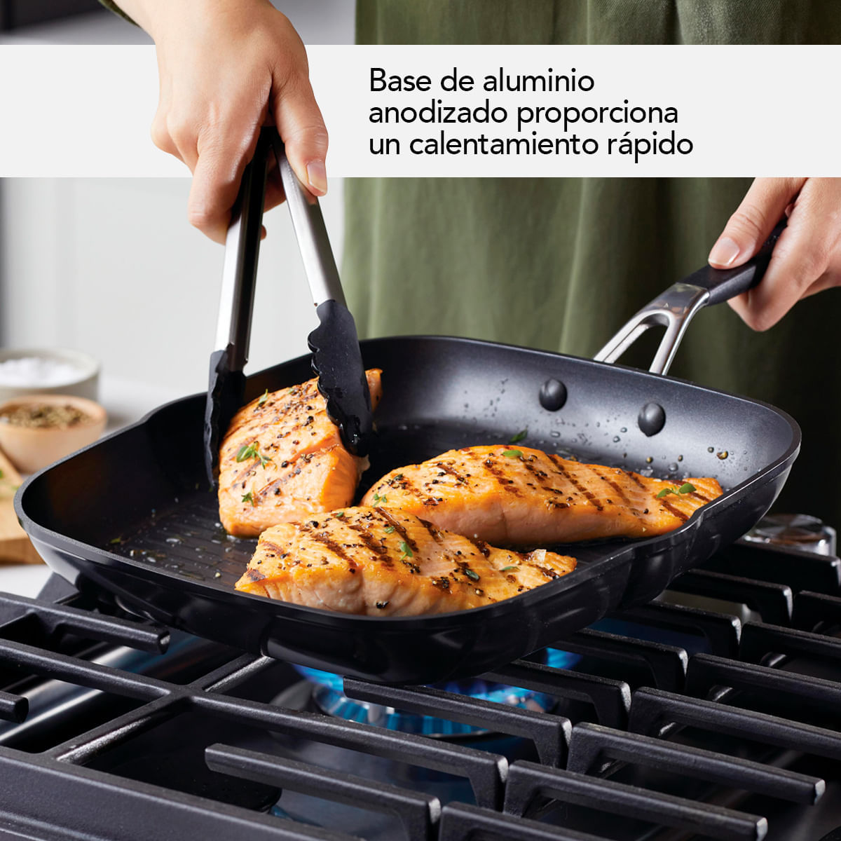 Plancha con grill 29cm, anodizado duro antiadherente. Negro Onyx KitchenAid. img #6