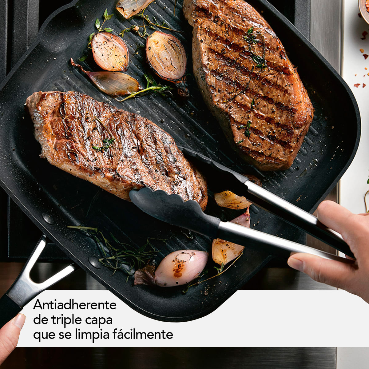 Plancha con grill 29cm, anodizado duro antiadherente. Negro Onyx KitchenAid. img #8