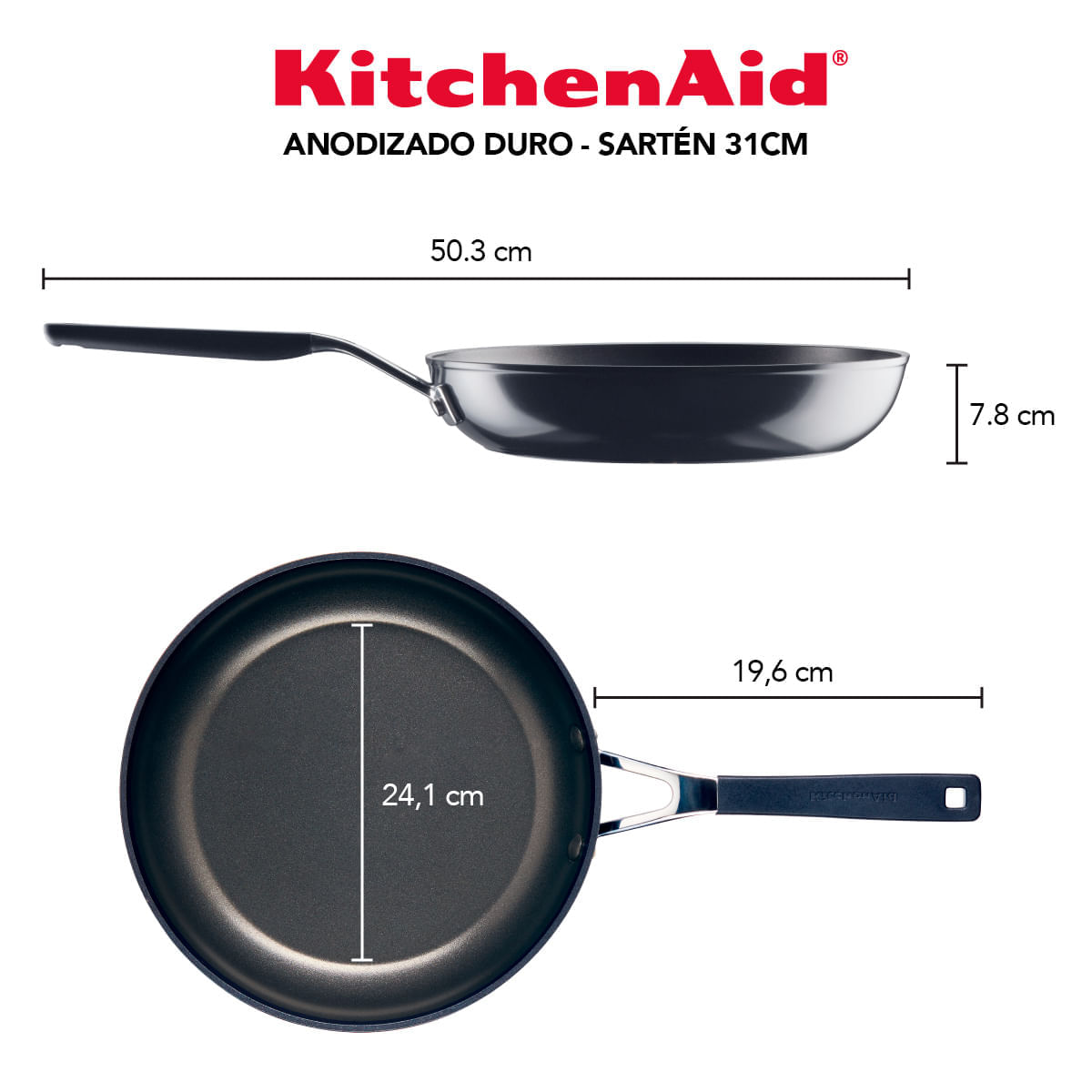 Sartén anodizado duro antiadherente, Negro Onyx KitchenAid. img #5