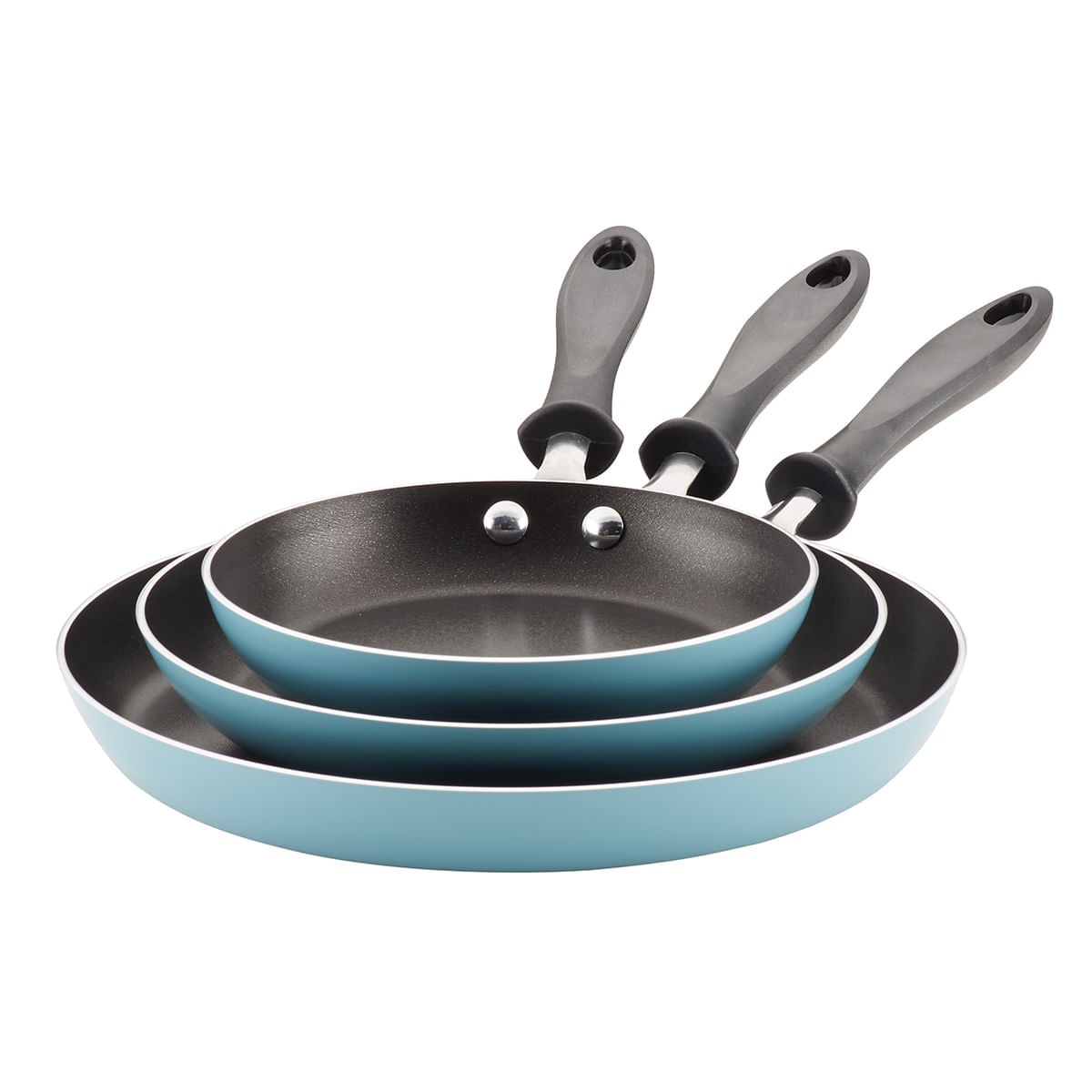 Farberware Reliance Set x 3 sartenes, Aluminio antiadherente, 8"/ 20cm, 10"/25cm & 12"/30cm, Azul Aqua img #1