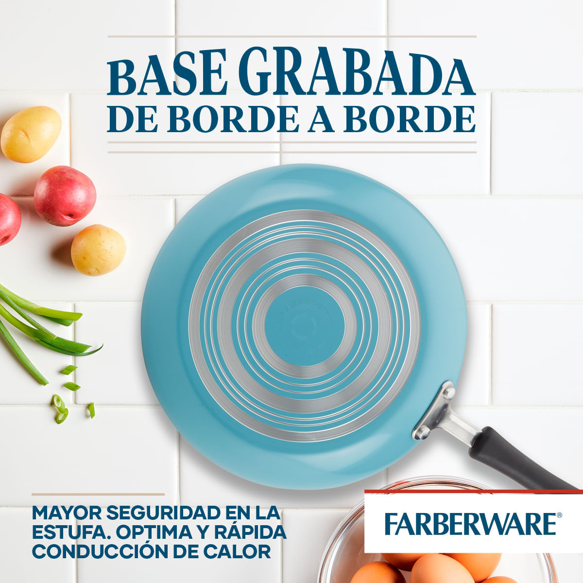 Farberware Reliance Set x 3 sartenes, Aluminio antiadherente, 8"/ 20cm, 10"/25cm & 12"/30cm, Azul Aqua img #6