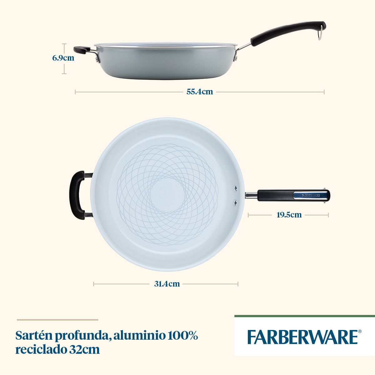 Sartén con mango y asa antiadherente Cerámico Farberware img #6