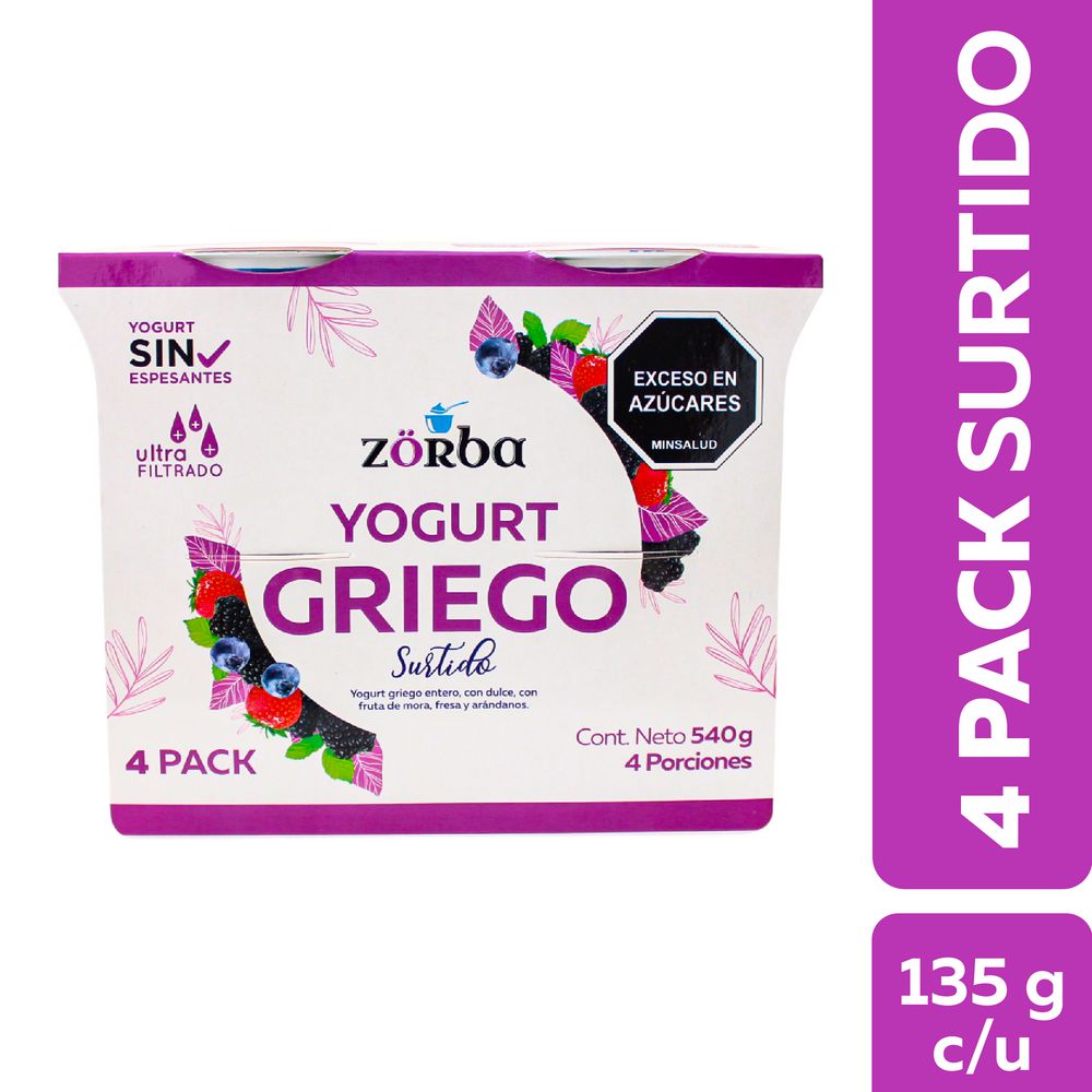 Yogurt griego ZORBA surtido x4und (496  ml) img #1