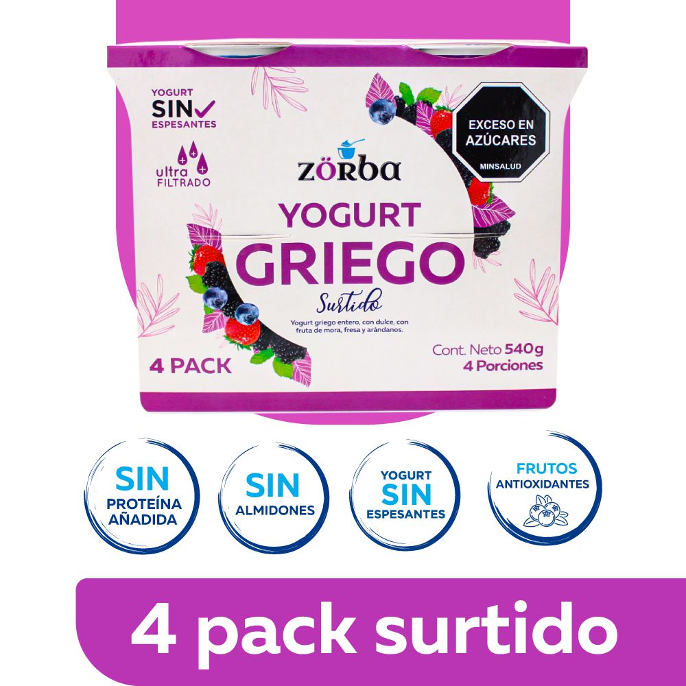 Yogurt griego ZORBA surtido x4und (496  ml) img #2