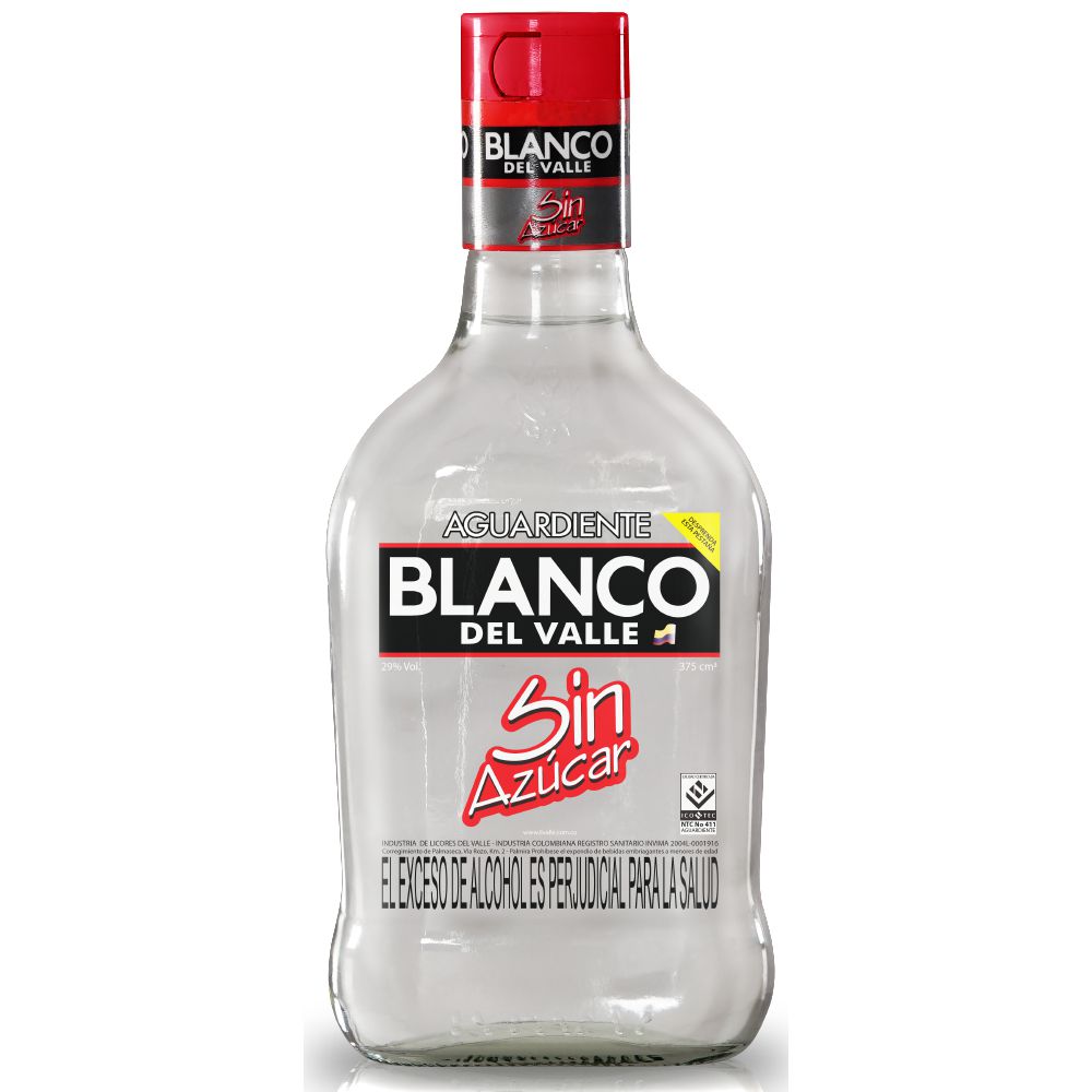 Aguardiente BLANCO Del Valle sin azúcar media (375  ml) img #1