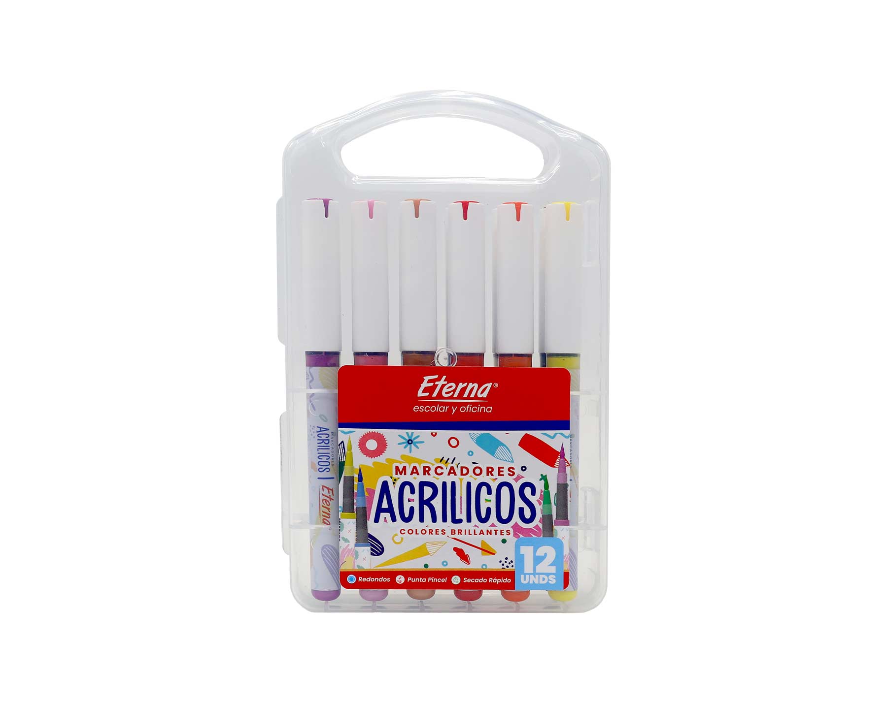Marcadores Acrilicos Punta Pincel Colores Brillantes x12 PCS Eterna img #1
