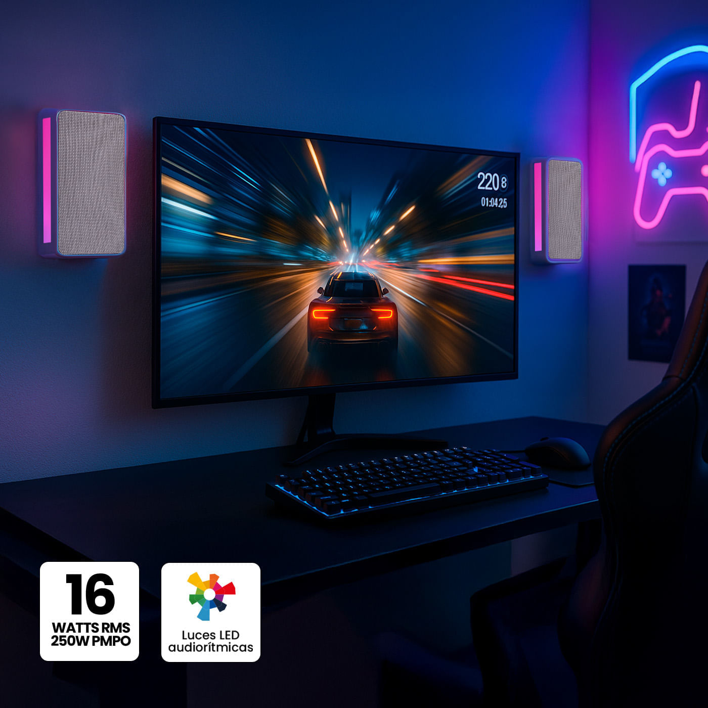 Parlante Gaming 16W VTA con Bluetooth, TWS y Luces LED img #2