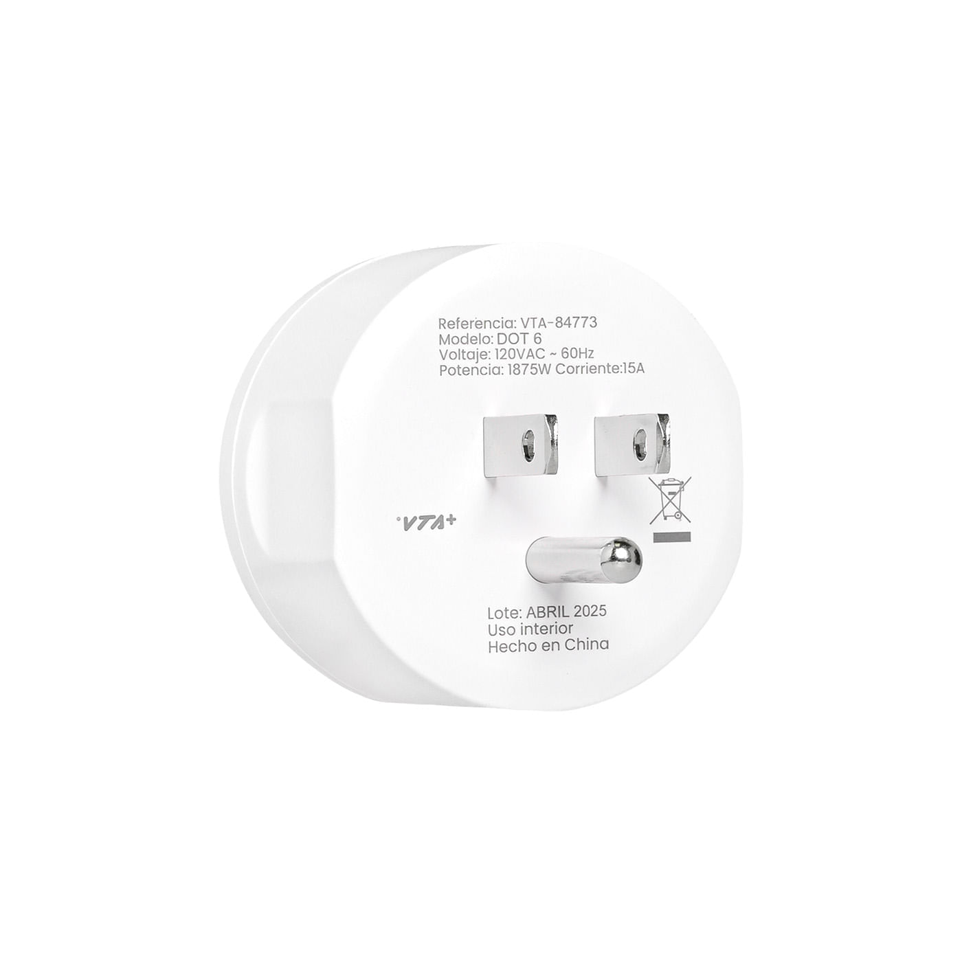 Tomacorriente Inteligente VTA+ DOT 6 1875W 15A WiFi App img #4