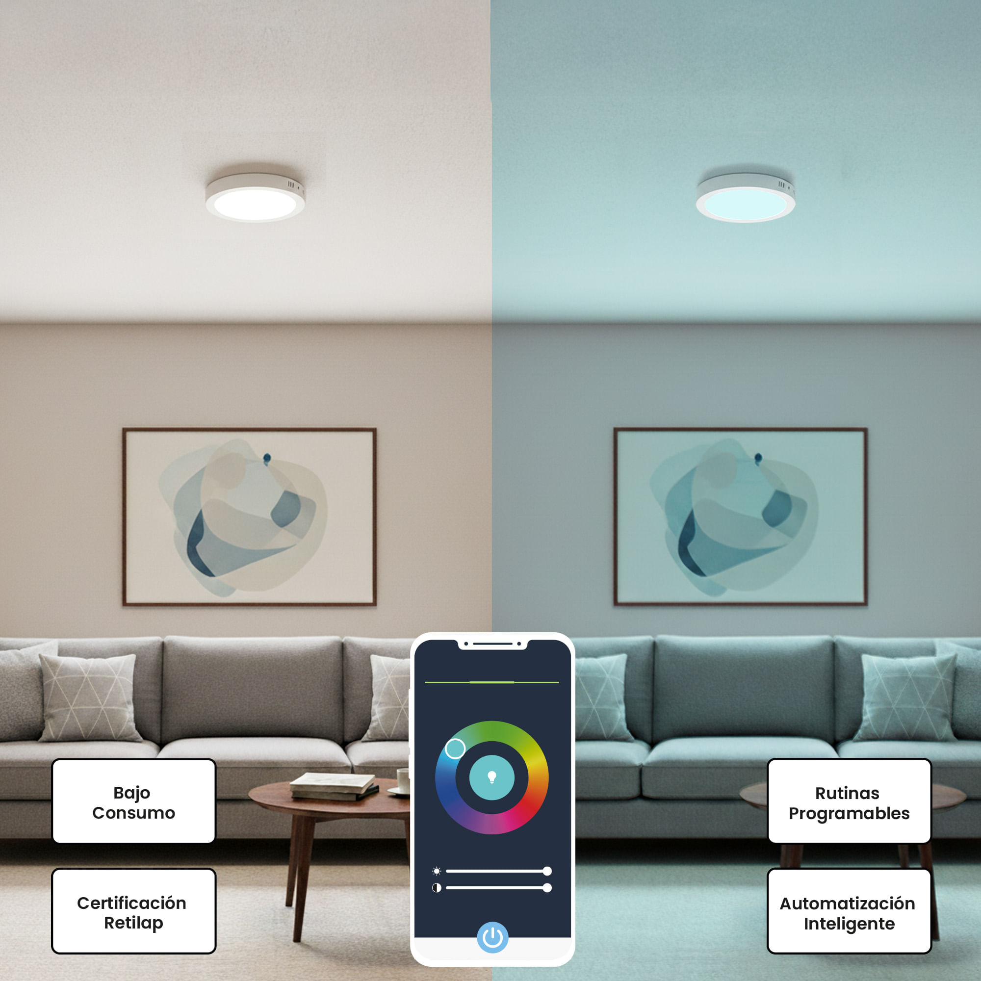 Panel LED WiFi de Sobreponer VTA+ Neexi 4.5" 6W CCT img #2