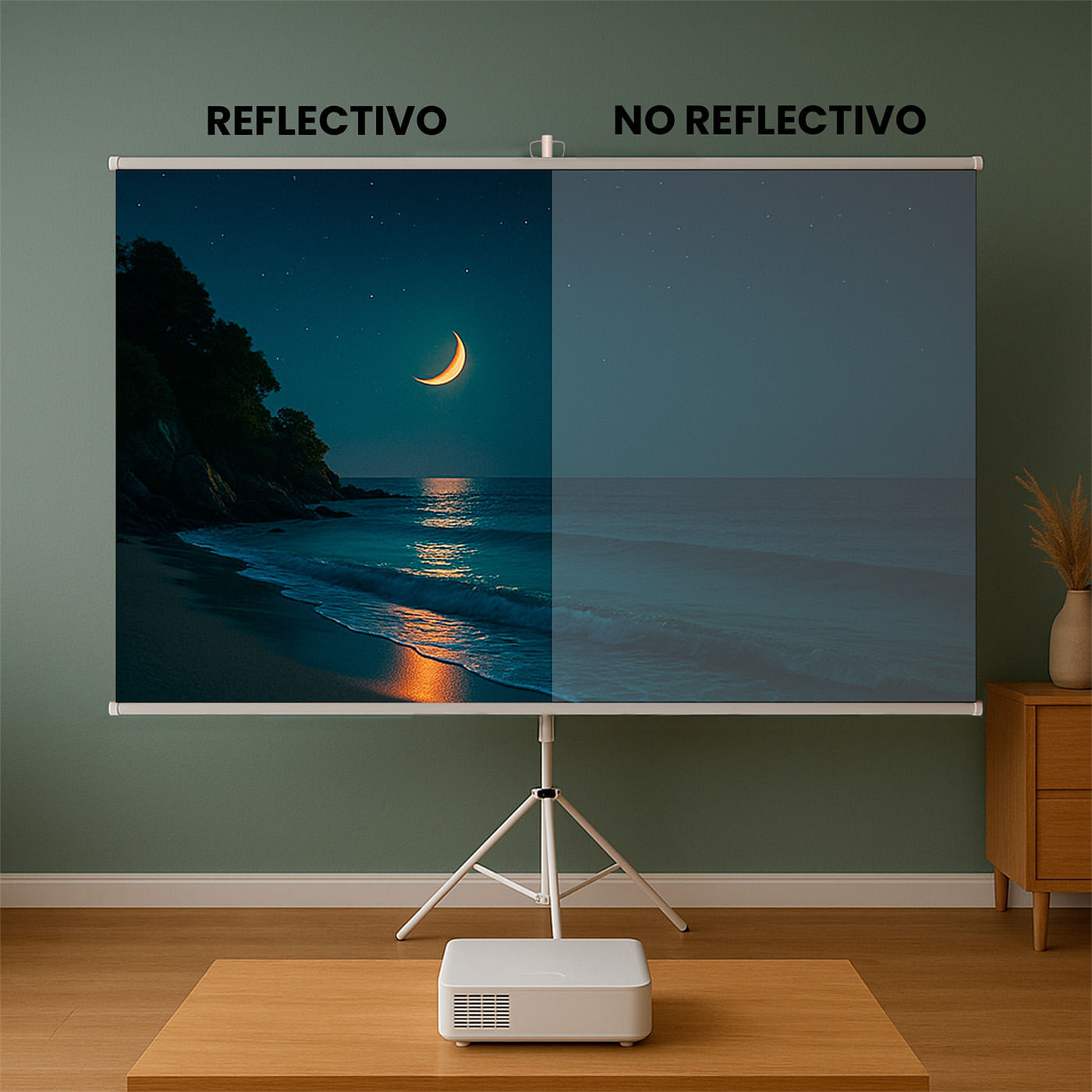 Telón Reflectivo Retráctil Manual con Trípode 100” img #7