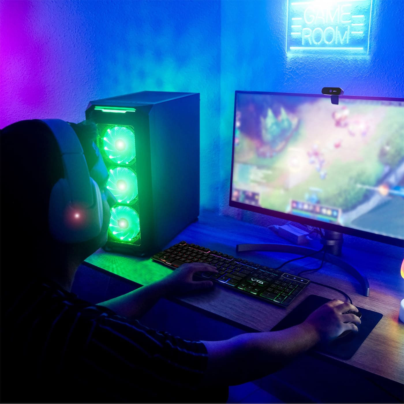 Kit Teclado y Mouse Gamer + Cámara Web 1080P Full HD VTA img #6