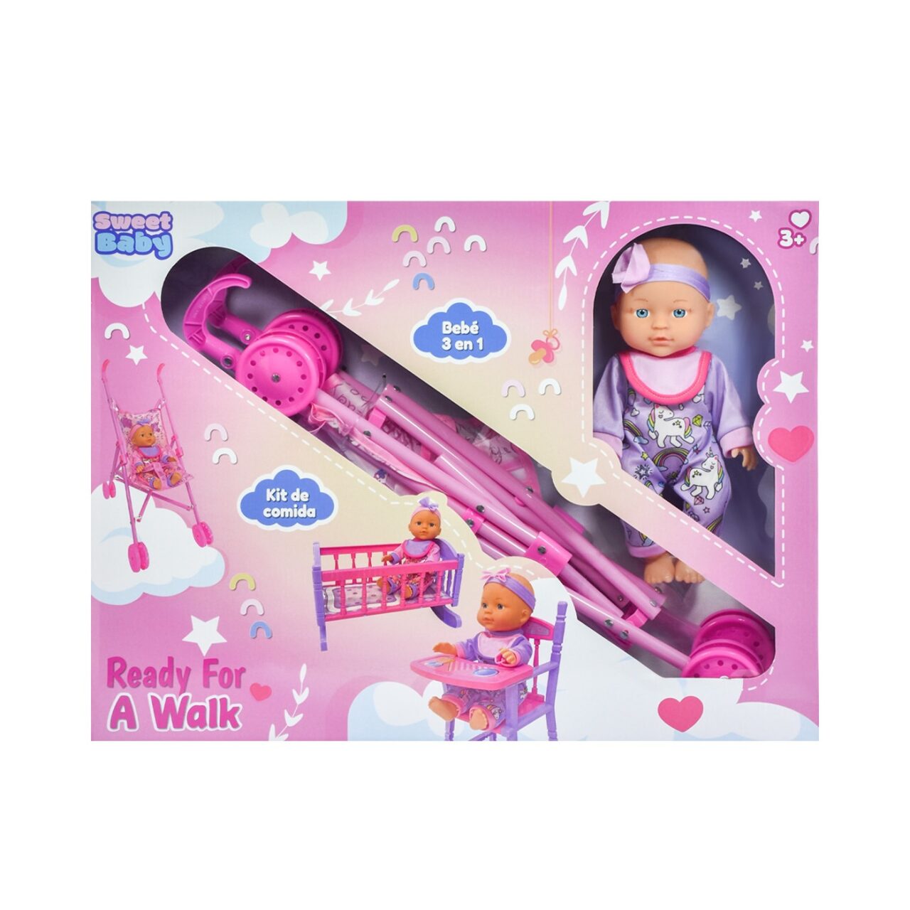 Set Muñeca Bebé Paseo y Comida Sweet Baby img #5