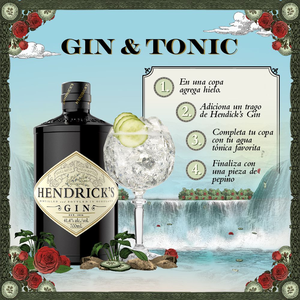 Ginebra HENDRICKS Con rosas y pepinos (750  ml) img #3