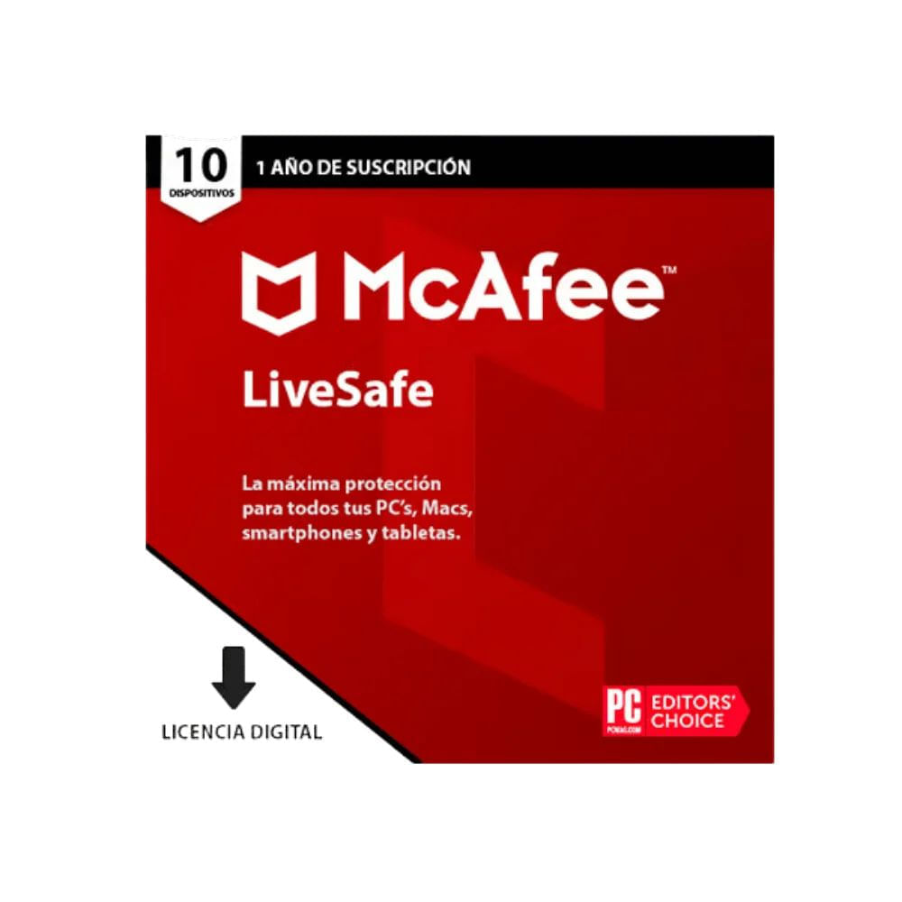 Antivirus McAfee LiveSafe 10 Dispositivos Por 1 Año img #1