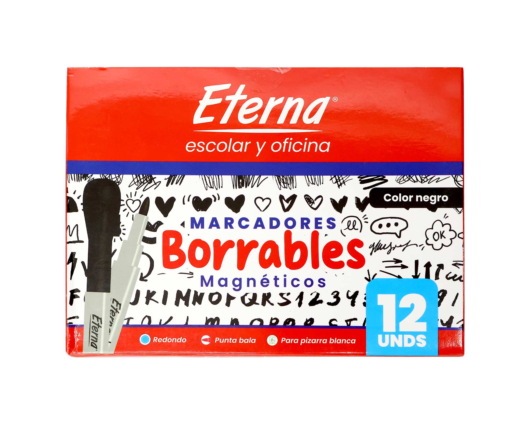 Marcadores Borrables Negros Magneticos x1PC Redondo punta bala Eterna img #1