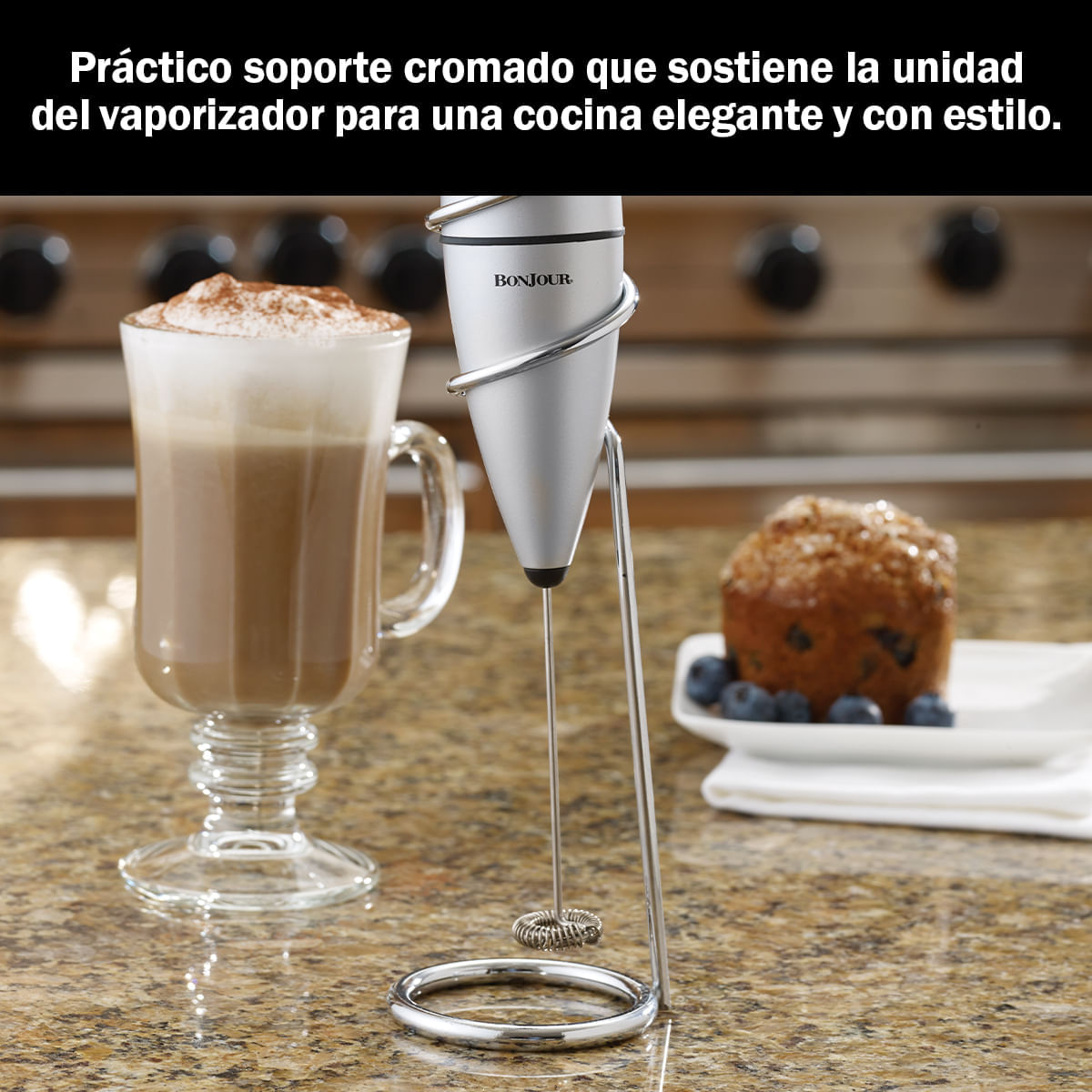 Mezclador/espumador acero inoxidable. Funciona con baterias (pilas).  BonJour. img #3