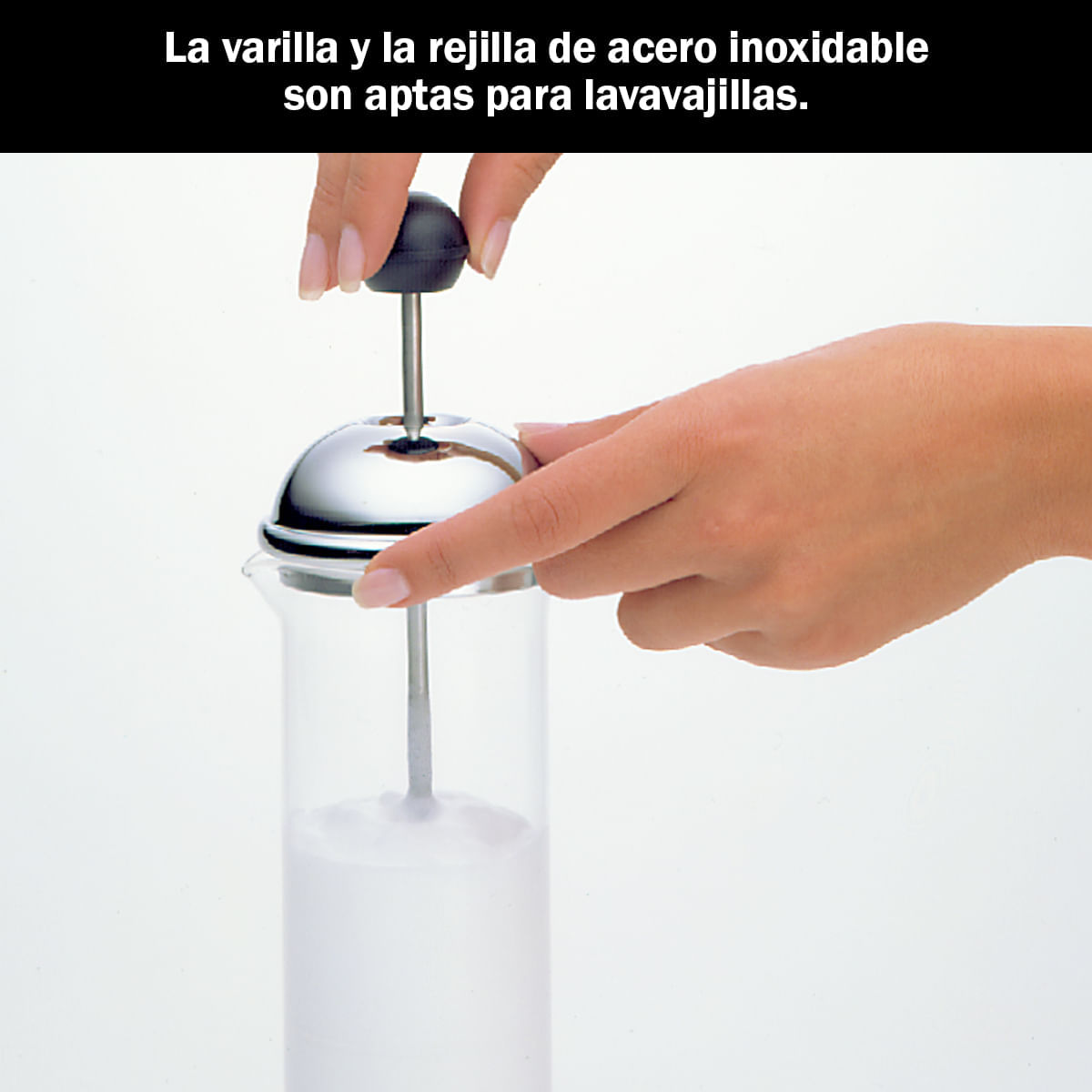 Juego de espumador de leche manual en acero inoxidable, vaso de vidrio borosilicato y cuchara, 16 onzas/ 0.47L. BonJour. img #6