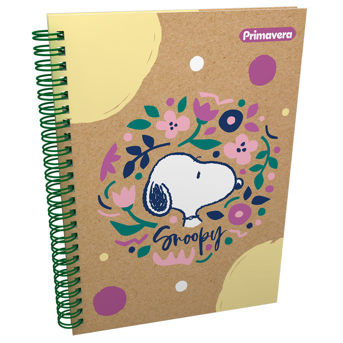 Cuaderno Argollado Pasta Dura  Snoopy Kraft Grande Floral img #1