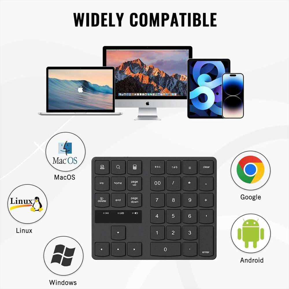Teclado Numerico Inalambrico Bluetooth Recargable Windows Macos Ios Android img #5