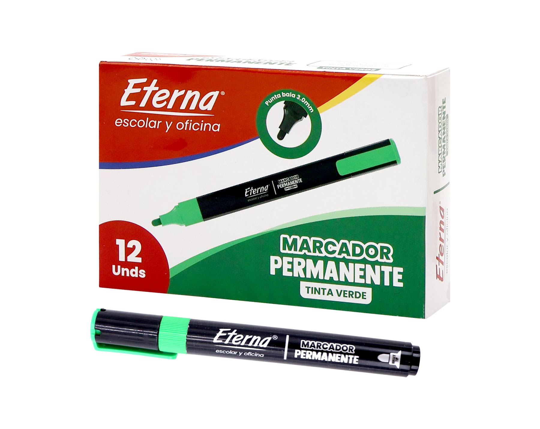 Marcador Verde Permanente x1PC punta bala 3mm Eterna img #2