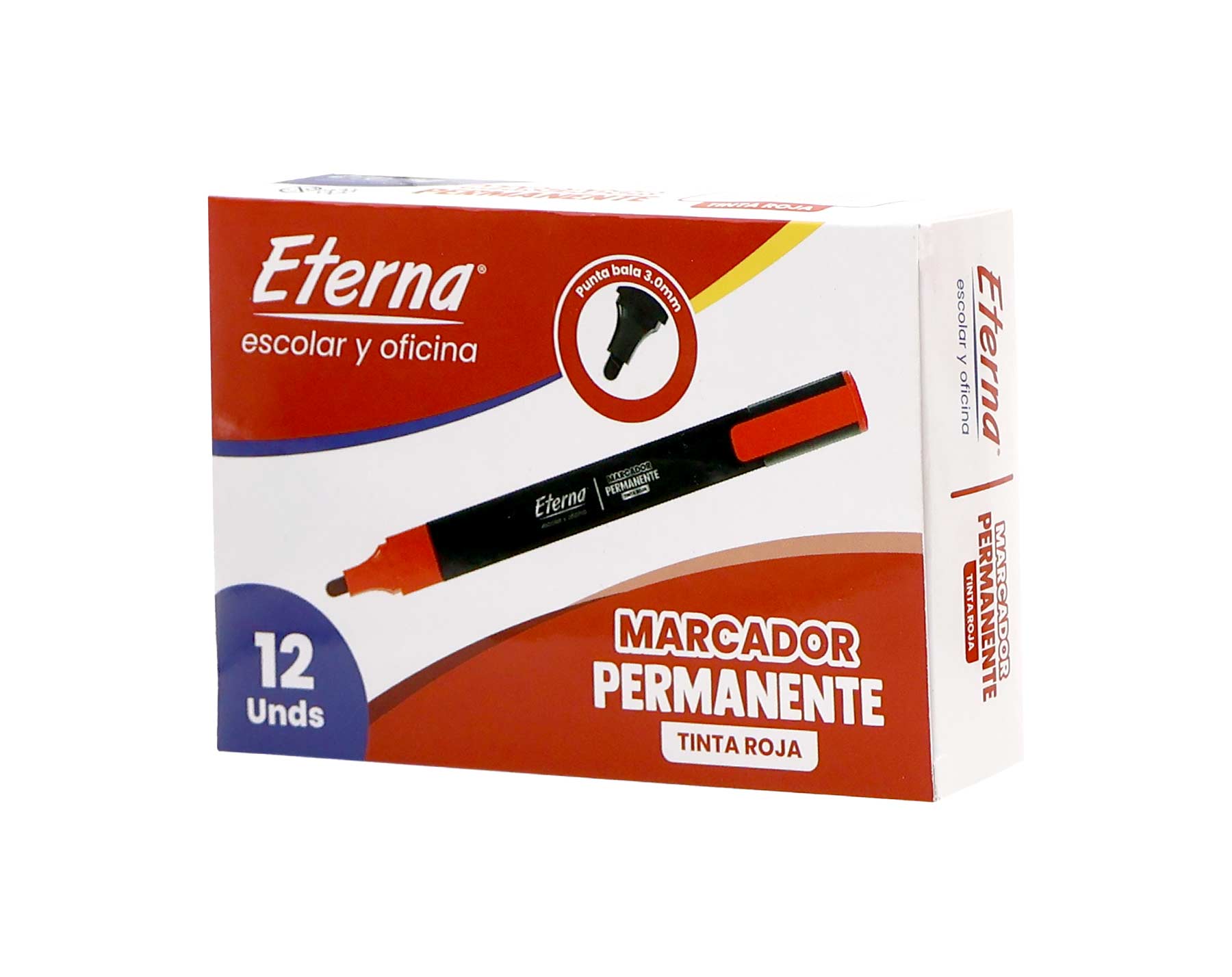 Marcador Rojo Permanente x1PC punta bala 3mm Eterna img #1