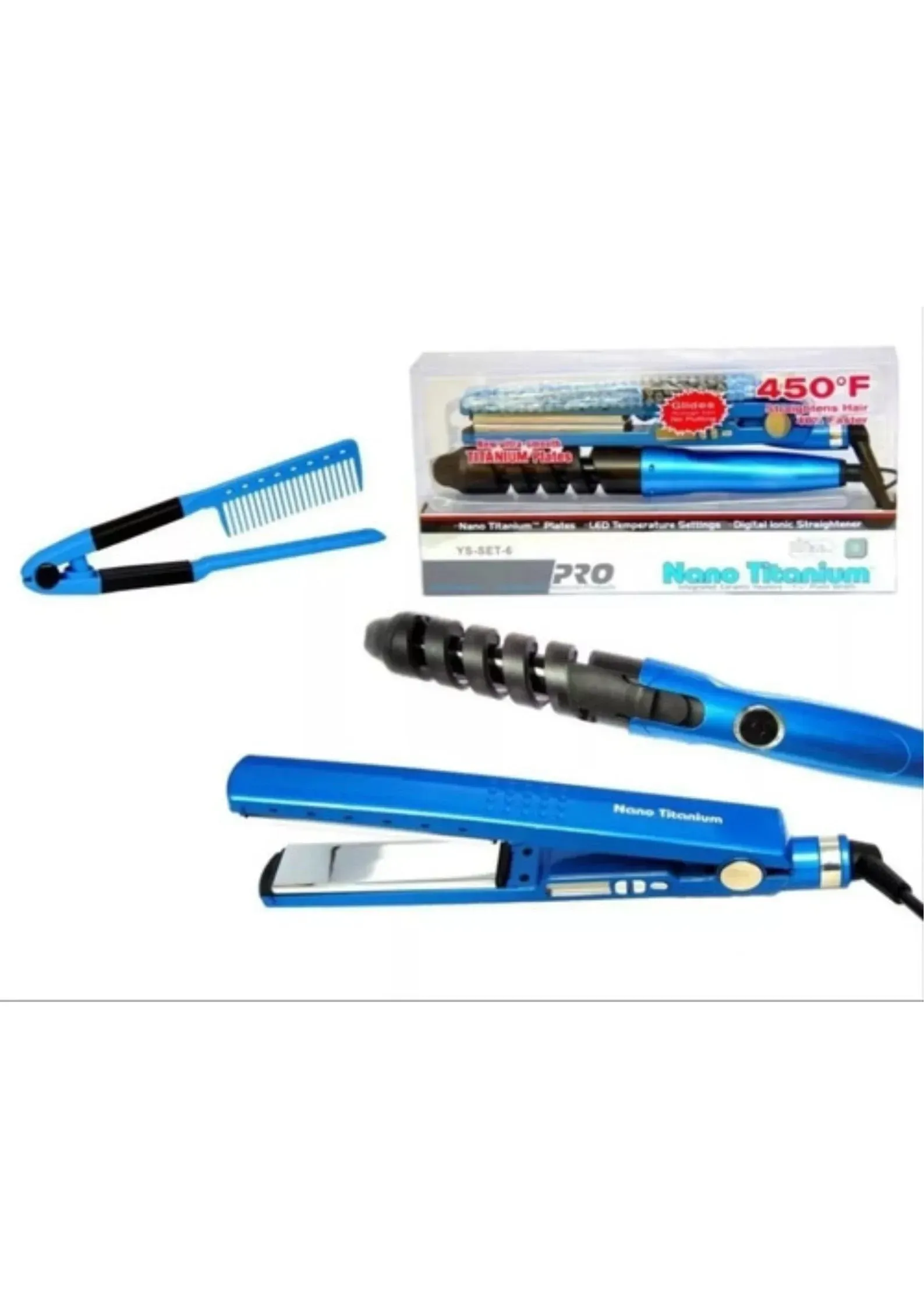 Combo Nano Titanium Plancha, Peine Y Rizador img #1