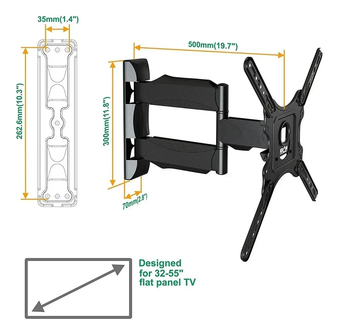 Soporte Tv 32 A 55 Referenci P4 Grande Brazo Largo Giratorio Negro img #5