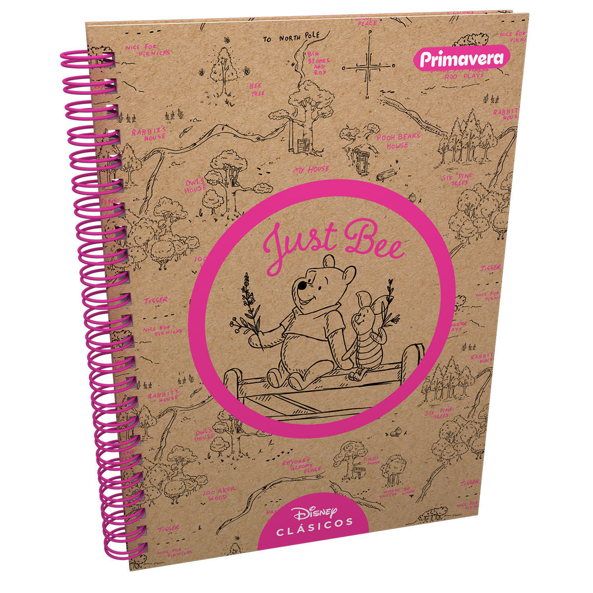 Cuaderno Argollado Pasta Dura  Winnie Pooh Disney Clásicos Just Bee Kraft Grande img #1