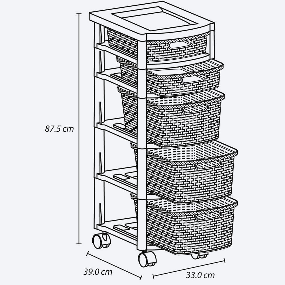 Cajonero Apariencia Rattan 2 Gavetas Bajas + 3 Gavetas Altas img #3