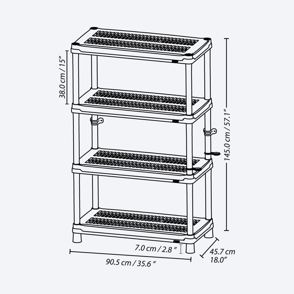 Estantería multifuncional de 4 Niveles Ventilada 18" img #4