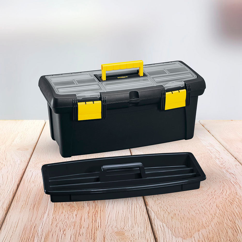 Caja Herramientas 22" con Tapa Organizadora Cerradura Plástica img #1