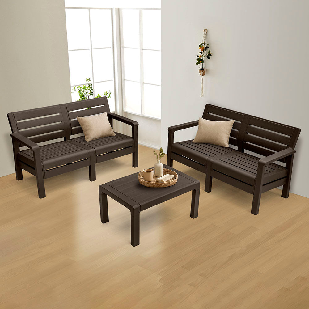 Sala Barú En L 4 puestos 2 Sofá Doble  Mesa de Centro  Wengue img #1
